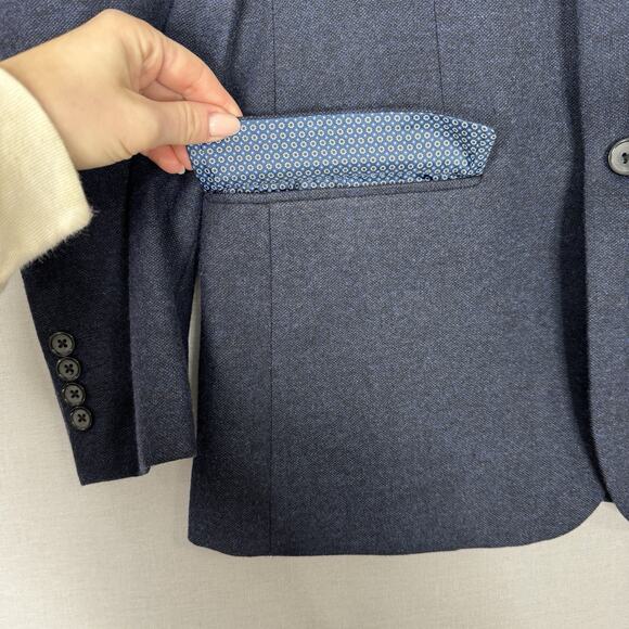 DoBell Mens Blazer UK 38R Blue Wool Tweed Slim Sport Coat Suit Jacket Career - Picture 3 of 12